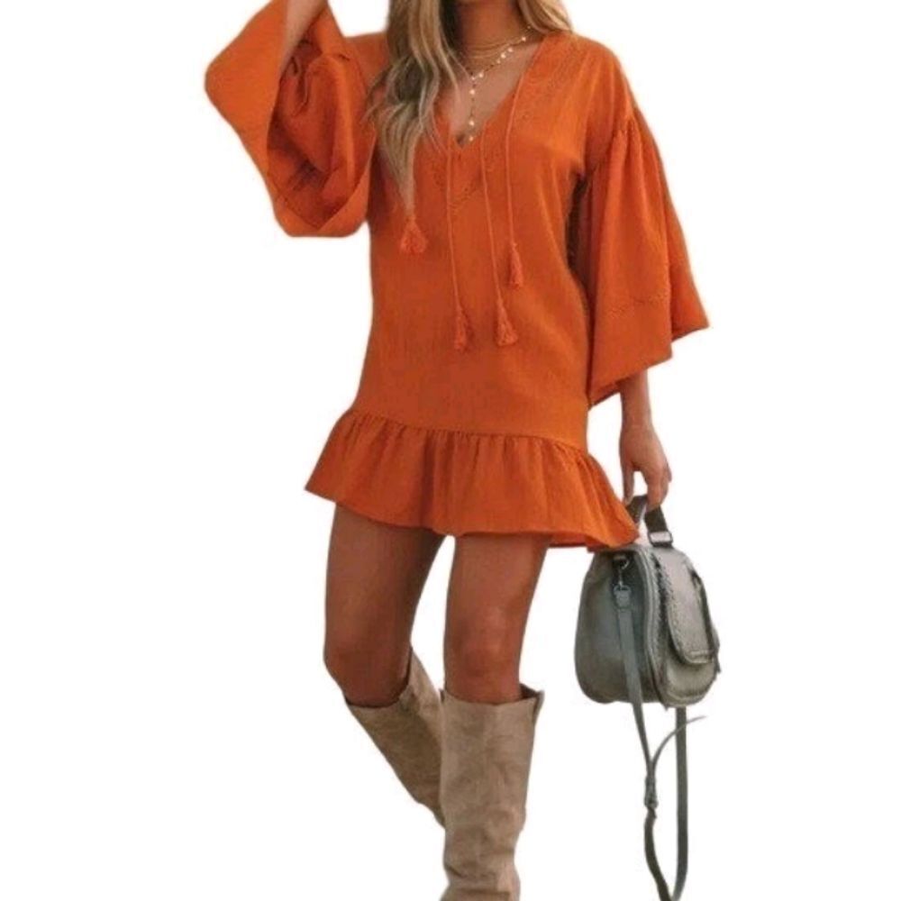 Storia Oversized Bohemian Tunic Mini Dress Size Small - Picture 8 of 15